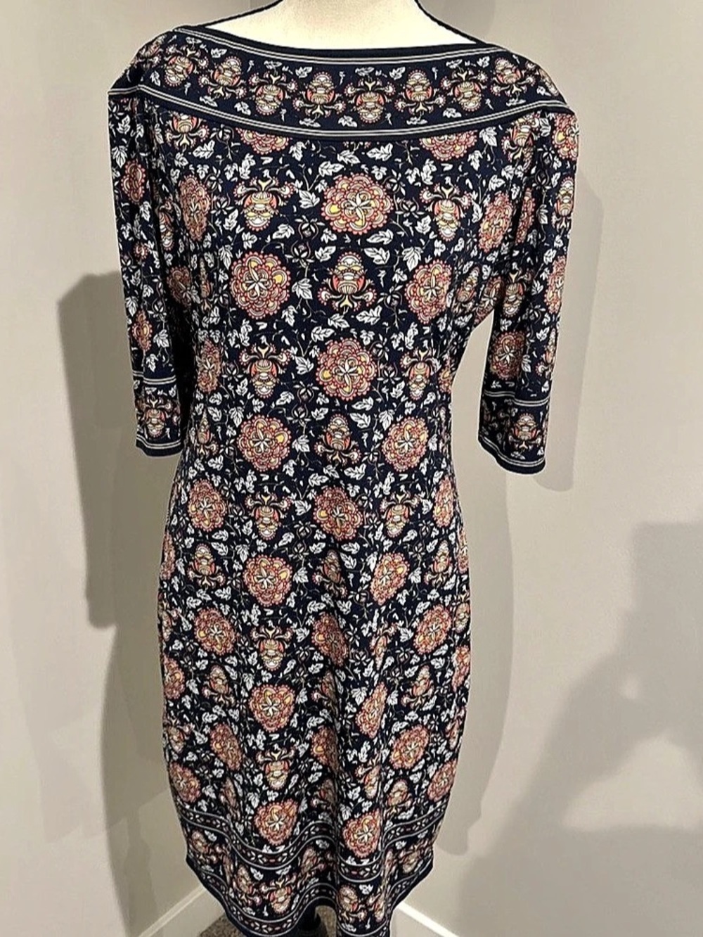 Max Studio Floral Midi Dress in Blue & Red Size Large Like New